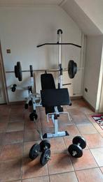 Gorilla Sports halterbank complete set + squat/halter steune, Ophalen, Benen, Gebruikt, Krachtstation
