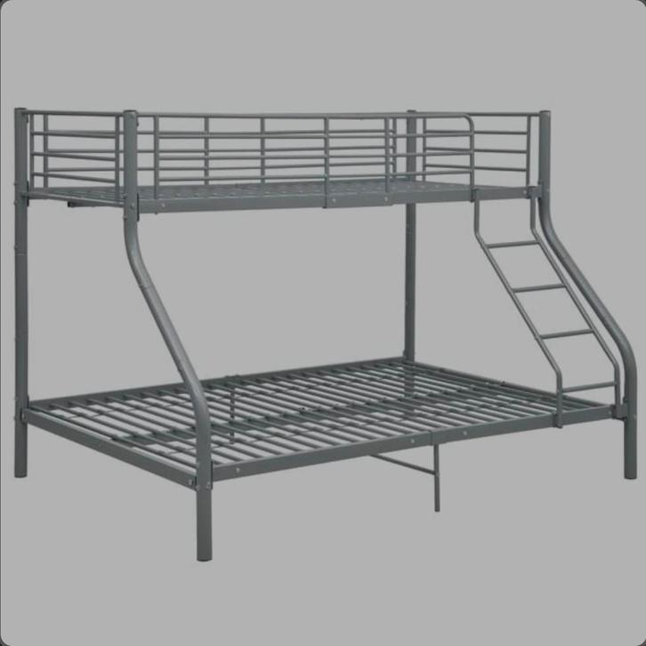 Metalen  Stapelbed - Grijs, Huis en Inrichting, Slaapkamer | Stapelbedden en Hoogslapers, Gebruikt, Stapelbed, 90 cm, 200 cm, Eenpersoons