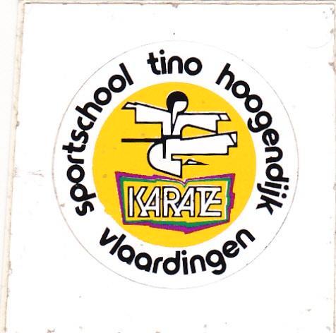 Sticker sport karate Tino Hoogendijk 4x4cm., Verzamelen, Stickers, Zo goed als nieuw, Sport, Verzenden
