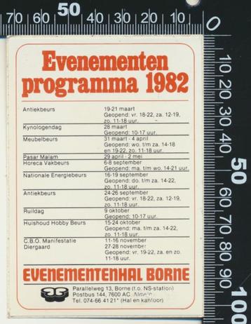 Sticker: Evenementenhal Borne - Evenementen Programma 1982 beschikbaar voor biedingen