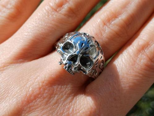 Vanoli 925 zilver heren ring biker doodskop skull maat 21, Sieraden, Tassen en Uiterlijk, Ringen, Nieuw, Heer, 20 of groter, Zilver