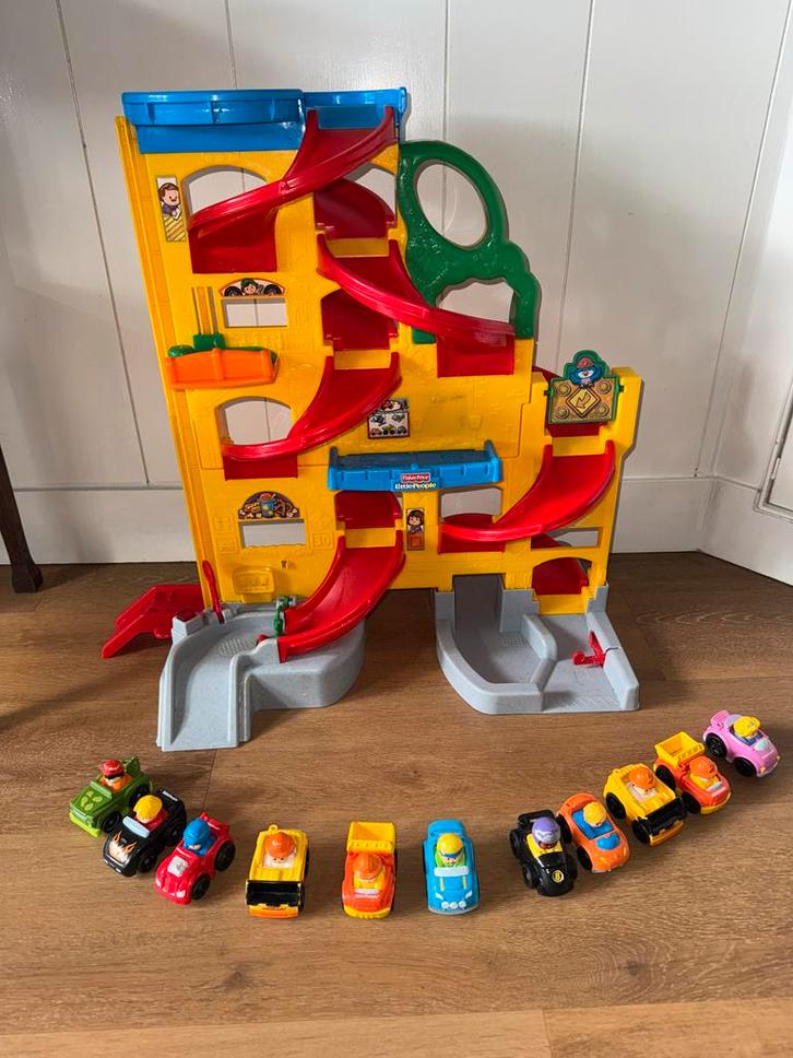 Little People Autobaan met Garage + 12 Auto's, Kinderen en Baby's, Speelgoed | Fisher-Price, Gebruikt, Speelset, Met geluid, Ophalen