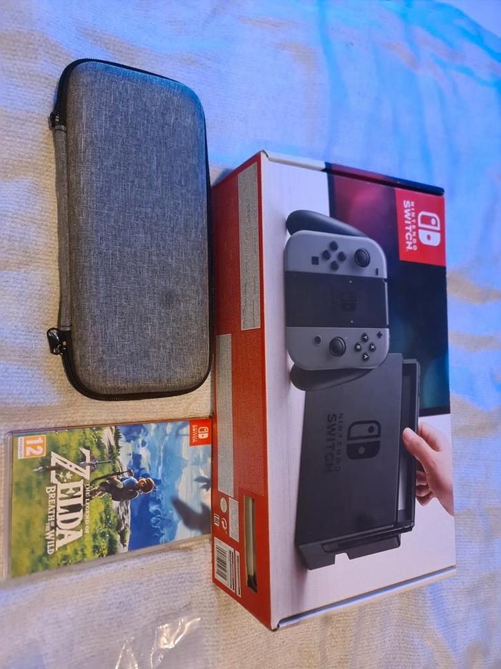 Nintendo Switch + Zelda + Case, Spelcomputers en Games, Games | Nintendo Switch, Gebruikt, Avontuur en Actie, 1 speler, Vanaf 12 jaar