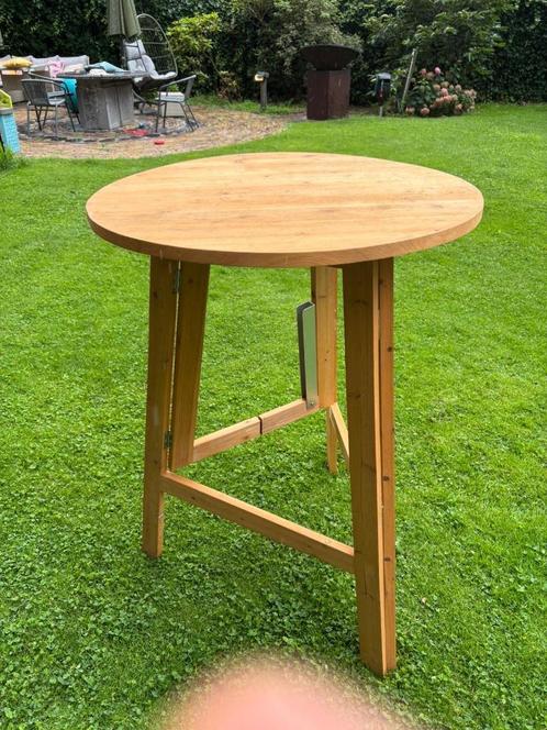 houten staande klaptafel / tuintafel - rond, Tuin en Terras, Tuintafels, Zo goed als nieuw, Rond, Hout, Ophalen