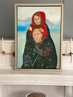 Vader en dochter, olieverf op doek, 100X70 cm, Ophalen of Verzenden