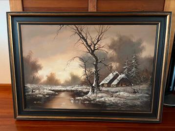 Bruinsma typisch winterlandschap, gesigneerd 106x76cm beschikbaar voor biedingen