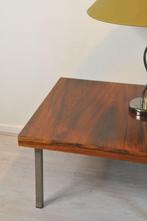 Strakke vintage bijzettafel palissander stalen midcentury, Ophalen, Gebruikt, Vierkant, 55 tot 75 cm