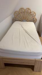 Eenpersoonsbed met houten frame, 90 cm, Eenpersoons, Beige, Ophalen of Verzenden