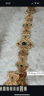 Marokkaanse riem goud met groene stenen, Ophalen of Verzenden, Zo goed als nieuw, Overige kleuren, 5 cm of meer