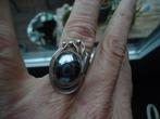 mooie echt zilveren ring met hematiet in mooie zetting m16,5, Sieraden, Tassen en Uiterlijk, Ringen, Ophalen of Verzenden, Met edelsteen