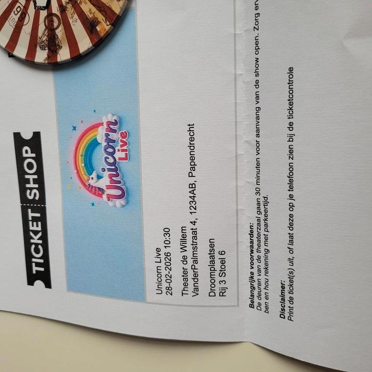 4 stuks kaartjes Unicorn Live in de Willem in Papendrecht, Tickets en Kaartjes, Overige Tickets en Kaartjes, Drie personen of meer