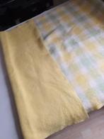Woolly 1p wollen retro geblokte deken Groen geel 214-150cm, Ophalen of Verzenden, Zo goed als nieuw