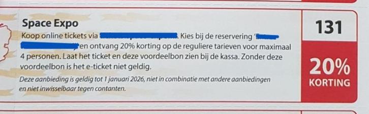 Space Expo 20% kortingsbon, Tickets en Kaartjes, Musea, Drie personen of meer, Kortingskaart