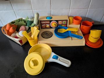 Vintage Fisher-Price keukentje kooksetje kookstel fornuis beschikbaar voor biedingen