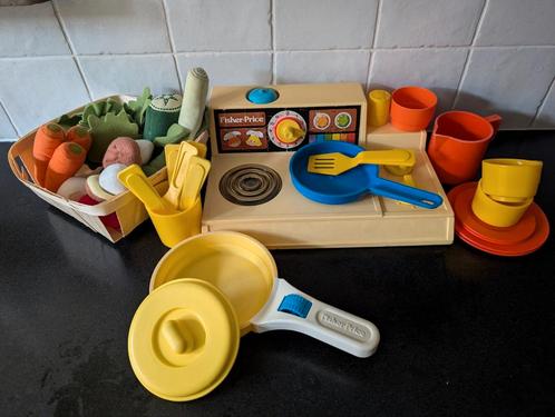 Vintage Fisher-Price keukentje kooksetje kookstel fornuis, Kinderen en Baby's, Speelgoed | Speelkeukens, Zo goed als nieuw, Ophalen of Verzenden
