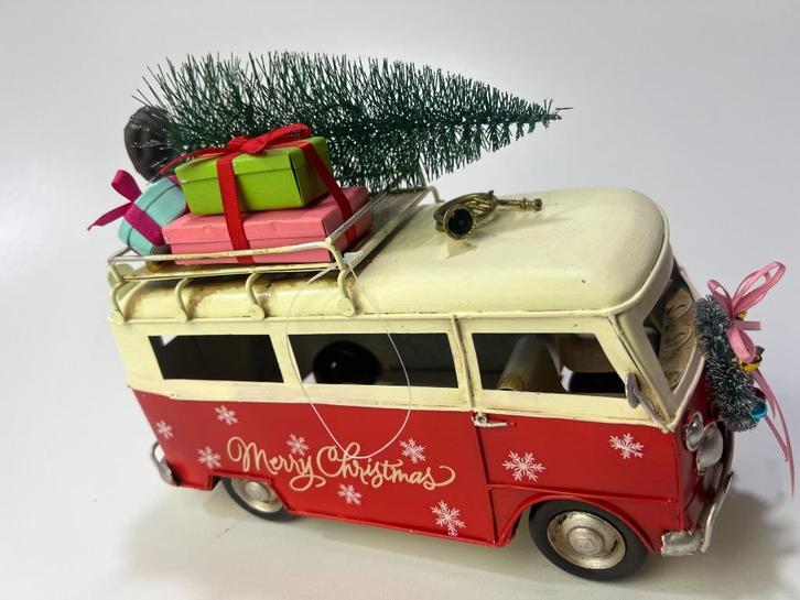 Retro Kerst Bus Rood vw t2 look, Huis en Inrichting, Woonaccessoires | Wanddecoraties, Nieuw, Ophalen of Verzenden