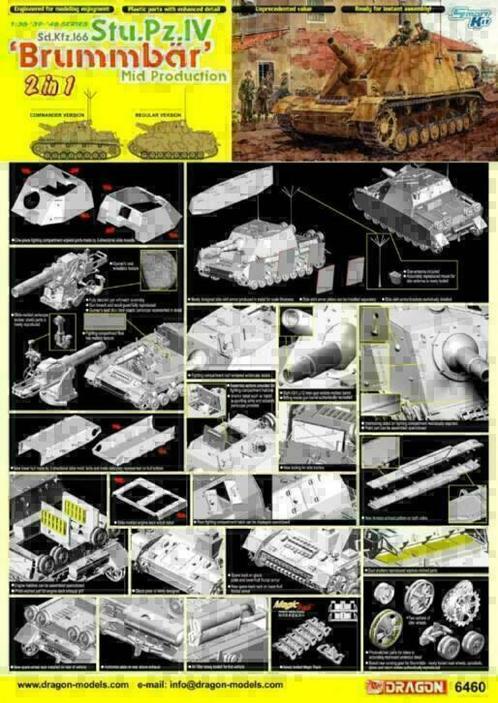 DRAGON 6460 Sd.Kfz.166 Stu.Pz.IV "Brummbar" Mid 1/35 DML, Hobby en Vrije tijd, Modelbouw | Auto's en Voertuigen, Nieuw, Tank, 1:32 tot 1:50