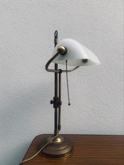 bankierslamp, Huis en Inrichting, Lampen | Tafellampen, Zo goed als nieuw, 50 tot 75 cm, Glas, Ophalen of Verzenden