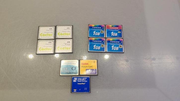 11 verschillende Compactflashes, Audio, Tv en Foto, Fotografie | Geheugenkaarten, Refurbished, Compact Flash (CF), 4 GB, Fotocamera