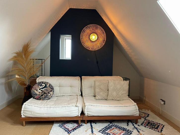 Modulaire Lounge Bank - Beige/Crème - 4 Delig, Huis en Inrichting, Banken | Sofa's en Chaises Longues, Zo goed als nieuw, Vierpersoons of meer