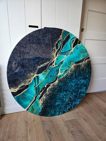 Rond muurschilderij print gemstone/gesteente groen met goud beschikbaar voor biedingen