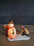 Lemax verlichte sneeuwpop kerstdorp kersthuisjes, Ophalen of Verzenden, Zo goed als nieuw