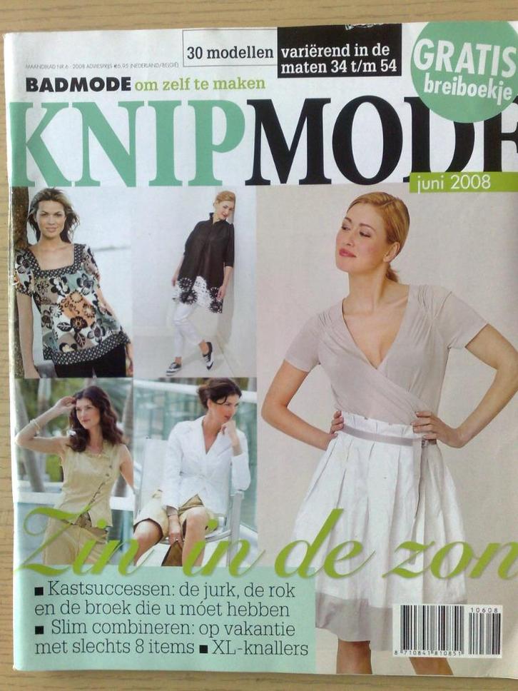 Knipmode juni nr. 6 / 2008 , o. a. badpak, Hobby en Vrije tijd, Kledingpatronen, Zo goed als nieuw, Vrouw, Knipmode, Verzenden