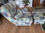 Ikea fauteuil met voetenbank, Huis en Inrichting, Fauteuils, Ophalen, Hout, 75 tot 100 cm, Zo goed als nieuw