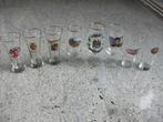 8 bierglazen met opdruk, Glas of Glazen, Gebruikt, Ophalen of Verzenden