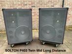 SOLTON P403 Twin Mid Long Distance. 3 weg 15”/2 x6”/1”., Zo goed als nieuw, 120 watt of meer, Front, Rear of Stereo speakers, Ophalen