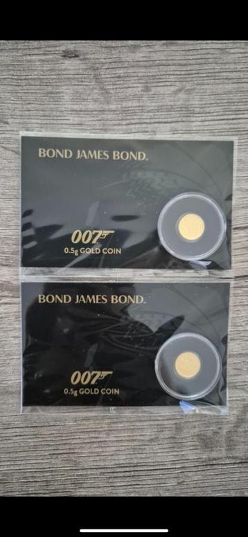 2 x 0,5 gram 9999 munt james bond goud zie fotos beschikbaar voor biedingen