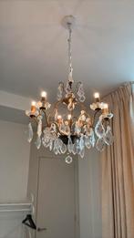 Franse kroonluchter, vintage, brocante kristal met 6 lampen, Huis en Inrichting, Ophalen, Gebruikt, Glas, Brocante Vintage Frans