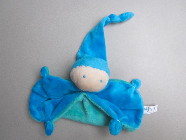 Difrax superzachte pluche knuffeldoek pop spook blauw/groen, Kinderen en Baby's, Speelgoed | Knuffels en Pluche, Nieuw, Overige typen