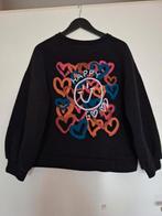 Zwarte sweater met smiley print maat L, Azzurro, Zwart, Maat 42/44 (L), Ophalen of Verzenden