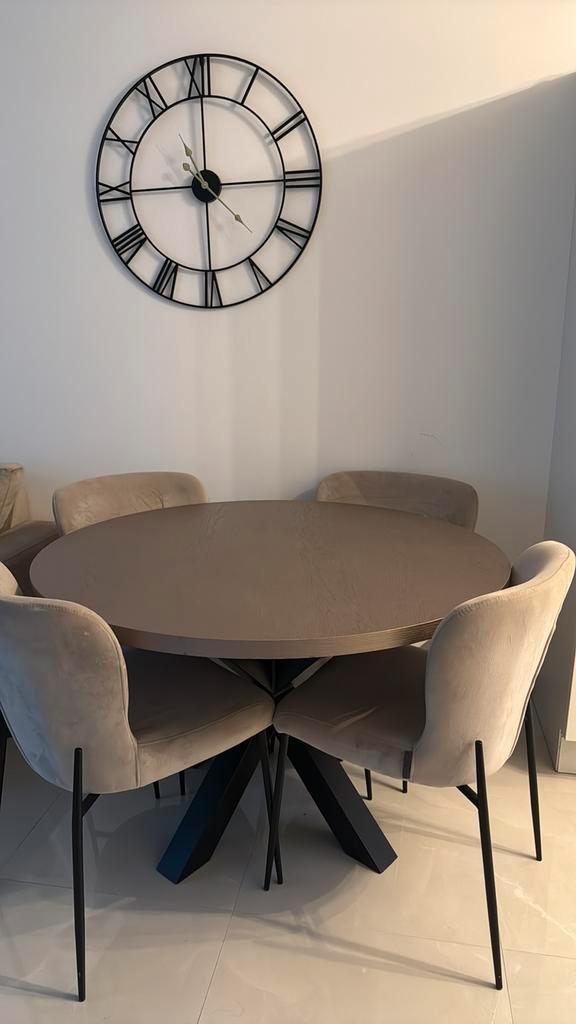 Ronde eettafel met 4 stoelen, Huis en Inrichting, Tafels | Eettafels, Gebruikt, 50 tot 100 cm, 100 tot 150 cm, Vier personen, Rond