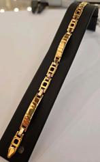 18 karaats gouden fantasie platte schakel armband 20cm, Ophalen of Verzenden, Zo goed als nieuw, Goud, Goud