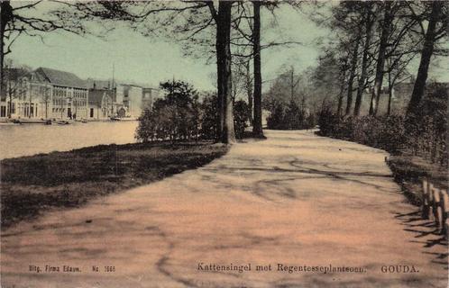 JL152 Tulpkaart Gouda Kattensingel Regentessenlantsoen 1905, Verzamelen, Ansichtkaarten | Nederland, Gelopen, Zuid-Holland, Voor 1920