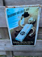 Van houten chocolade reclamebord metaal, Verzamelen, Ophalen of Verzenden, Zo goed als nieuw, Reclamebord