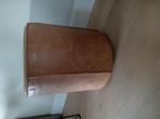 Cognac leren poef, als nieuw!, Ophalen, Minder dan 50 cm, Rond, Minder dan 50 cm