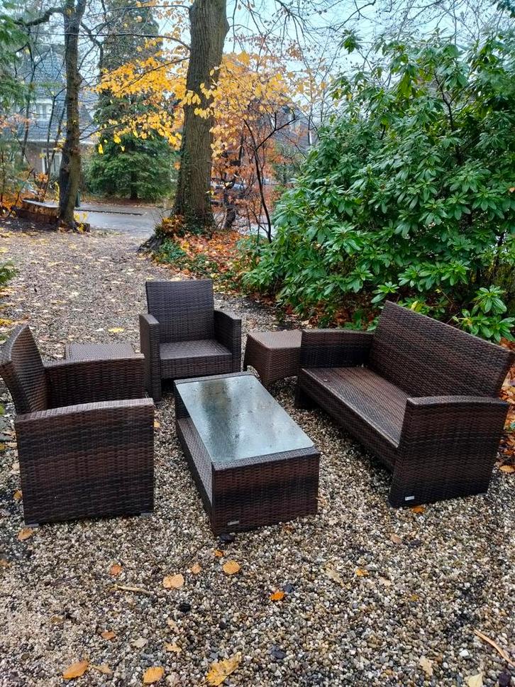 Gebruikte tuinset met nieuwe kussens, Tuin en Terras, Tuinsets en Loungesets, Gebruikt, Loungeset, Kunststof, 4 zitplaatsen, Bank