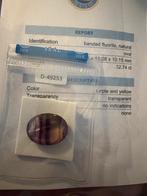 Ovale Fluoriet Edelsteen Geel/Paars + Certificaat, Ophalen of Verzenden, Nieuw