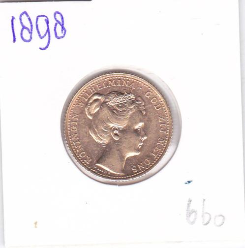 Gouden tientje 1898 b (zonder punt) Kroningsjaar 660 euro, Postzegels en Munten, Munten | Nederland, Losse munt, 10 gulden, Koningin Wilhelmina