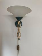 Wandlamp groen/messing/mat glas, Ophalen of Verzenden, Gebruikt, Glas
