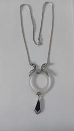 Art Deco Antieke Zilveren Ketting + Art Deco Hanger, Uniek., Ophalen of Verzenden, Zilver, Hanger
