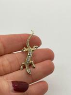 C343 Prachtige zilveren broche hagedis goudkleurig, Ophalen of Verzenden, Zilver, Broche, Verguld