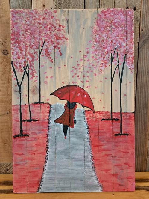 Houten bord /, Antiek en Kunst, Kunst | Schilderijen | Abstract, Ophalen