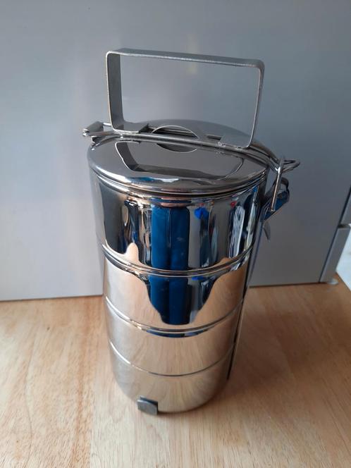Food carrier 4 RVS bakjes 12 cm (nieuw), Huis en Inrichting, Keuken | Keukenbenodigdheden, Zo goed als nieuw, Ophalen of Verzenden
