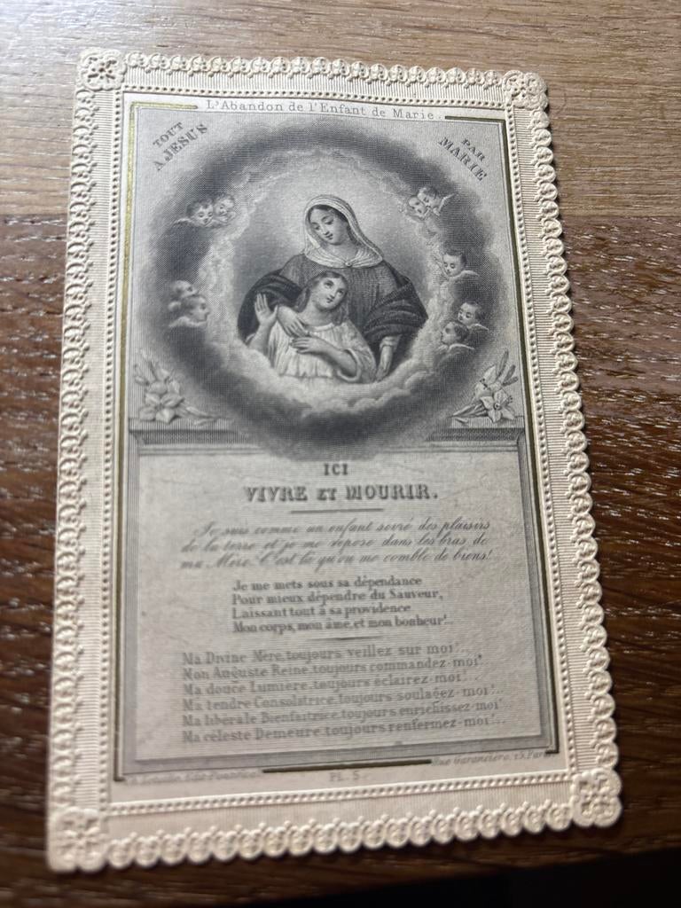 Vintage Devotieprentje - L'Abandon de l'Enfant Marie, Ophalen of Verzenden