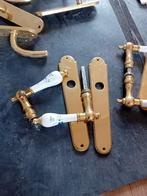 deurklink, messing met porselein, kastknopjes, Ophalen of Verzenden, Gebruikt, Koper of Messing, Klink of Kruk
