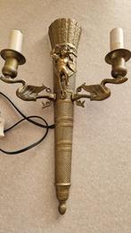 antieke koperen wandlamp engel, Gebruikt, Ophalen of Verzenden